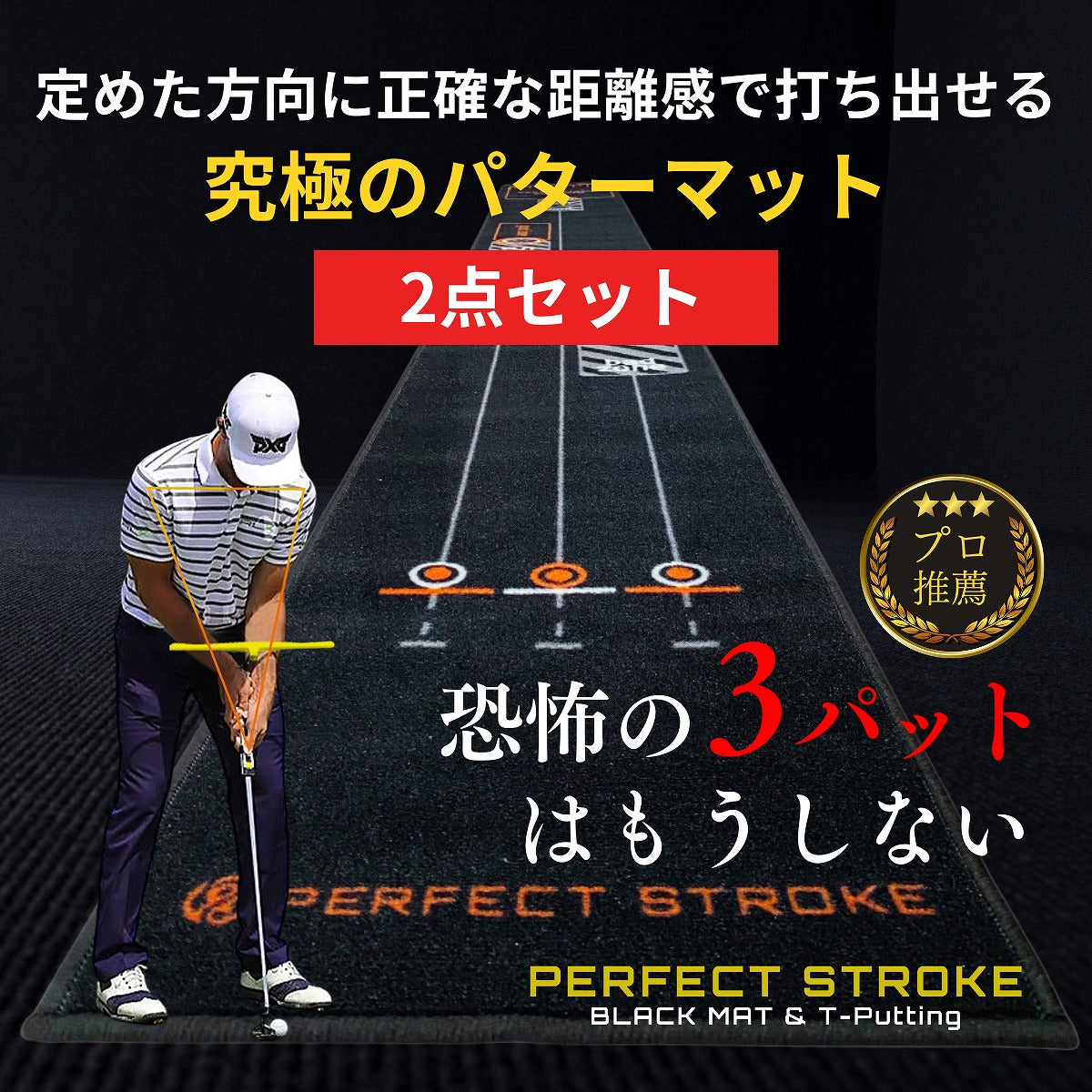 パーフェクトストローク ブラックマット＆ティーパッティング［2点セット］