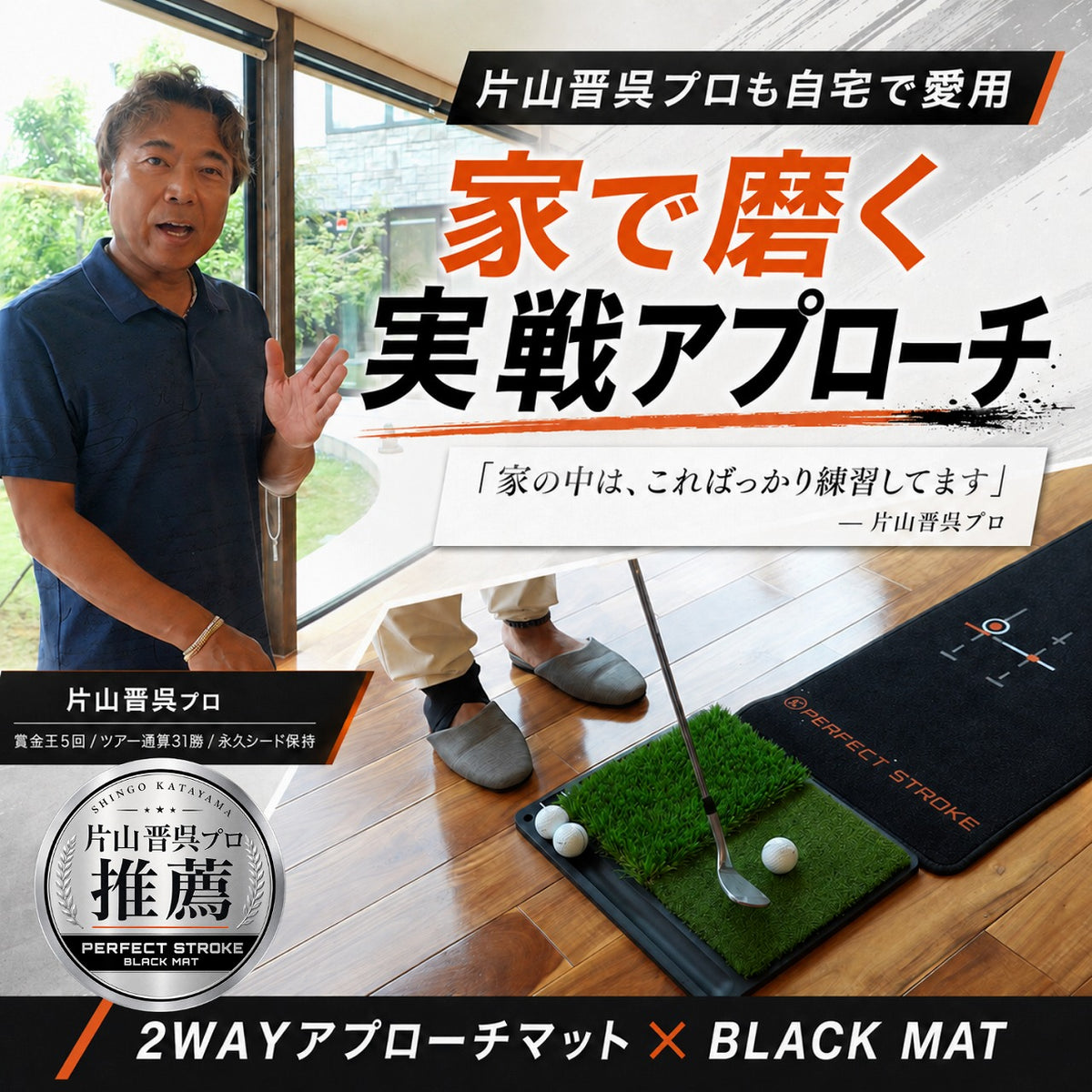 9月中旬入荷 【片山晋呉プロも使用】パター＋2Wayアプローチマット 練習ボール付 | パーフェクトストローク