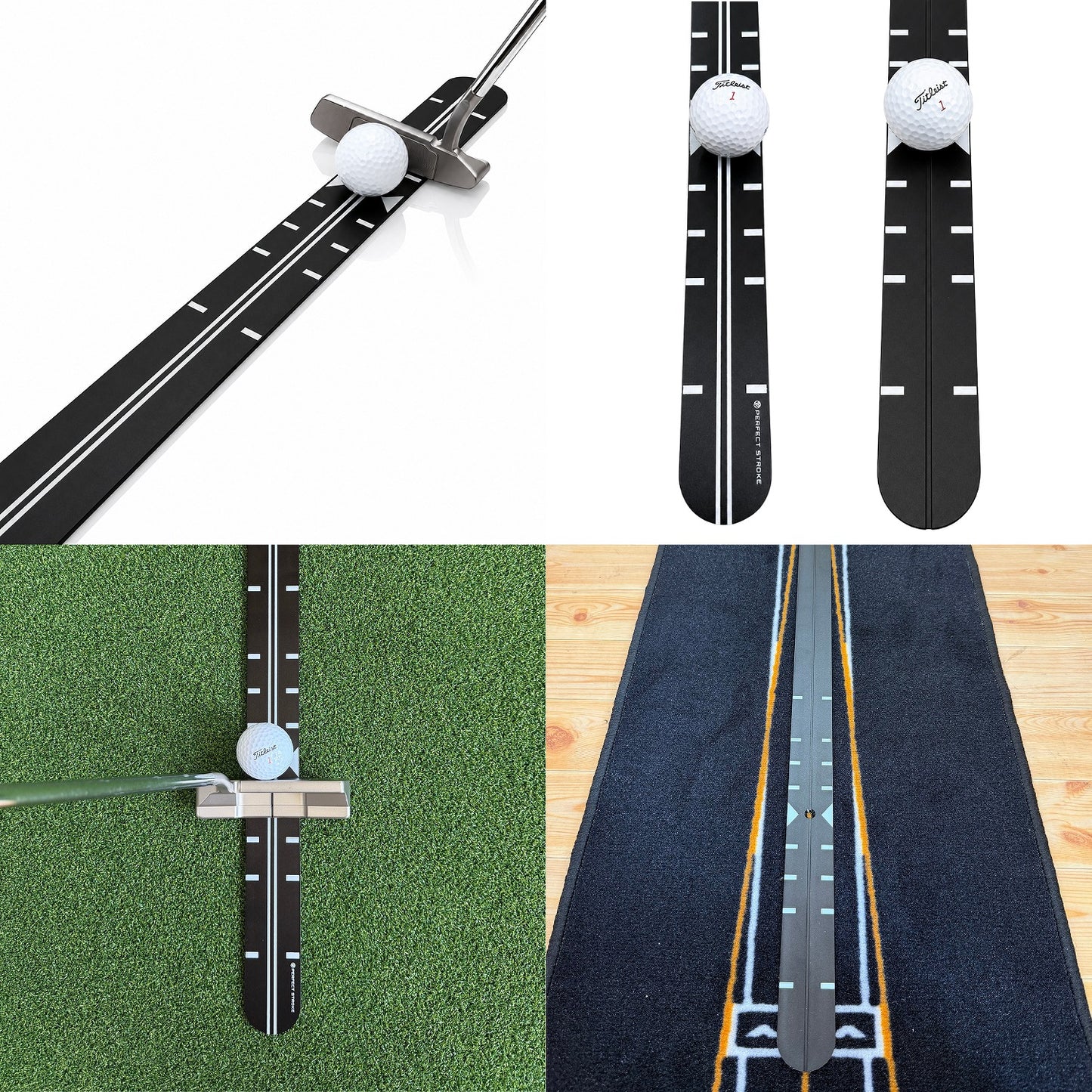 パッティングトレーニングレール 90cm｜方向性を矯正するゴルフパター練習器具（ブラック／シルバー） | パーフェクトストローク